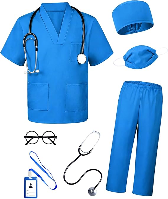 Career Day DOCTOR - Doctor Scrubs 7Pcs Toddler Nurse Scrubs Set With accessories set - Image 3