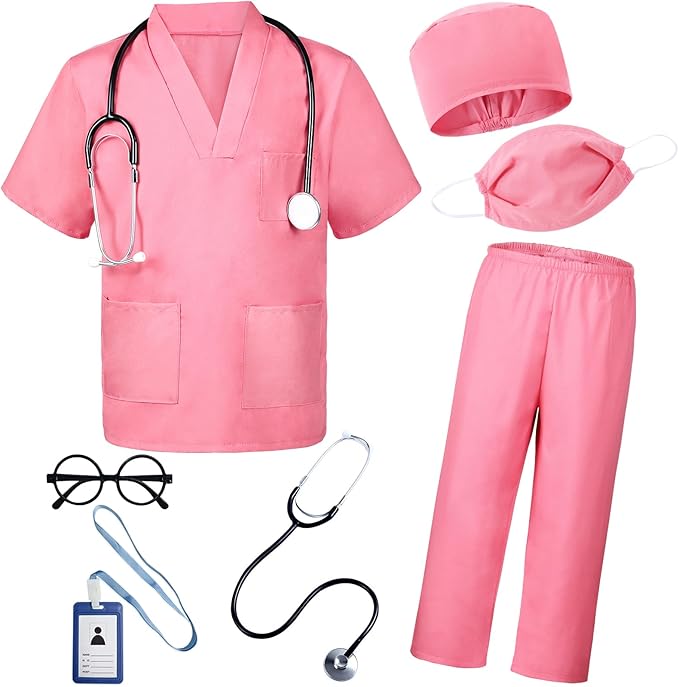 Career Day DOCTOR - Doctor Scrubs 7Pcs Toddler Nurse Scrubs Set With accessories set - Image 5
