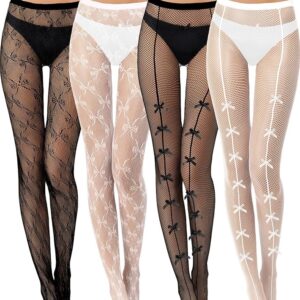 Fishnet Stockings – Lace Patterned Fishnet Stockings Floral Pantyhose Stockings