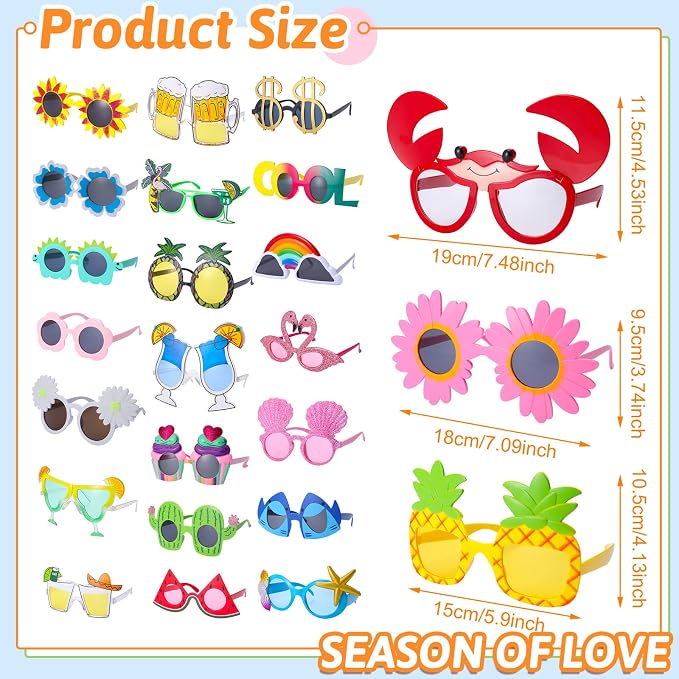 SUNSHADES - Hawaiian Luau Party Sunglasses, Funny Summer Glasses - Image 9