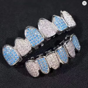 FAKE TEETH - Hip Hop Grills Set BLUE-SILVER