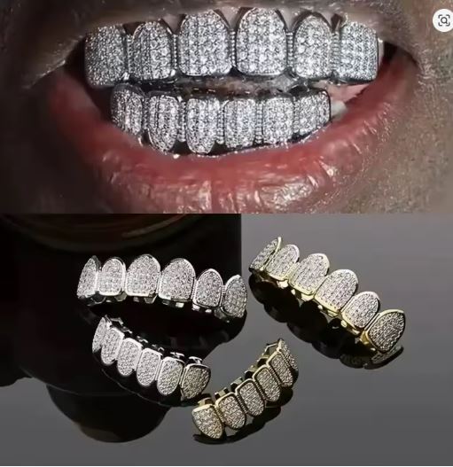 FAKE TEETH - Hip Hop Grills Set SILVER - Image 5