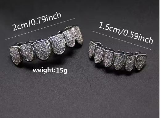 FAKE TEETH - Hip Hop Grills Set SILVER - Image 4