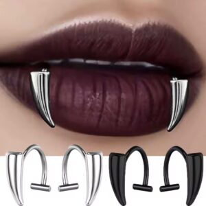 FAKE TEETH - Vampire Fangs - Stainless Steel Non-Piercing Vampire Fang Shape Fake Lip Ring