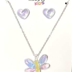 KIDS MISS A Necklace + Earring set - Dragon Fly PASTEL