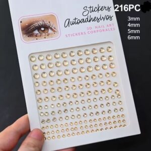 RHINESTONE SHEETS – 216PC LT GOLD RHINESTONE STICKER SHEET - Light Gold