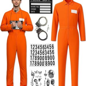 Unisex Orange Prisoner Jumpsuit Adult Jail Costume