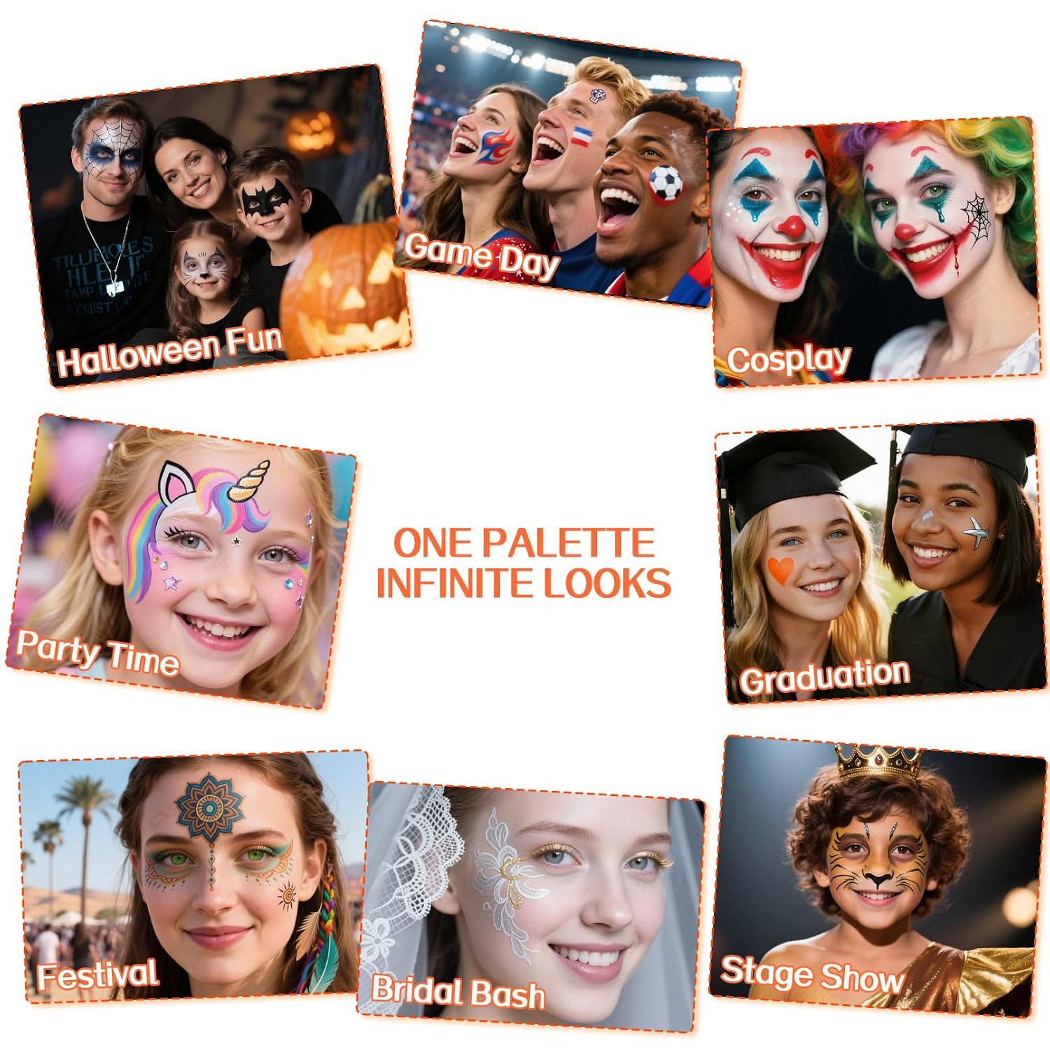 Face Paint PALETTE - 18 Colors Face Body Paint Kit for Kids Adults, Non-Toxic 10 Brushes | Water-Activated & Skin-Safe Face Painting - Image 8