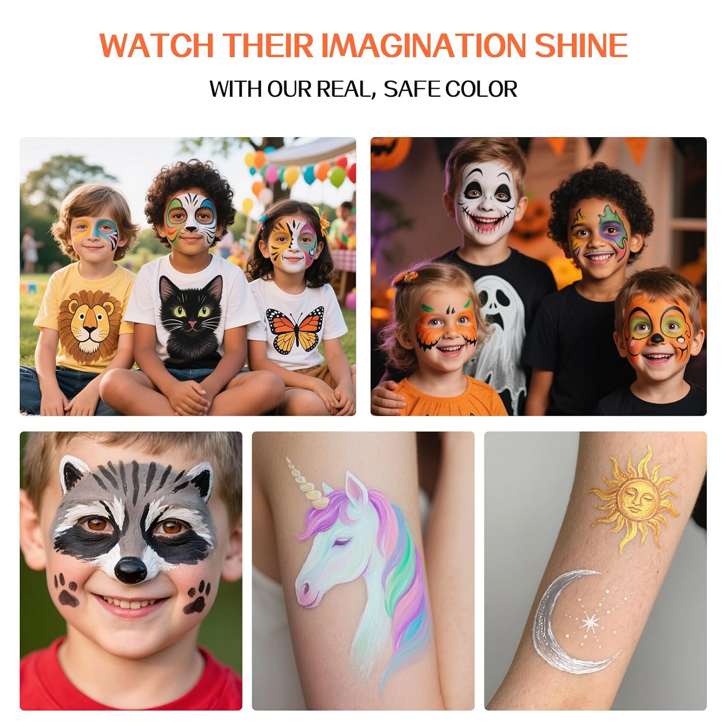 Face Paint PALETTE - 18 Colors Face Body Paint Kit for Kids Adults, Non-Toxic 10 Brushes | Water-Activated & Skin-Safe Face Painting - Image 3