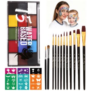 Face Paint PALETTE - 15 Colors Face Painting Kit, Water Activated Face Paint for Halloween Party | Vivid Pigment