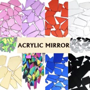 Mix Size Acrylic Mirror Sewing Rhinestones Sew on DIY Crafts Flat Back - 50pcs