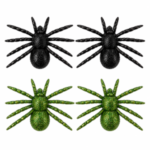 HALLOWEEN DECORATION - 6" Glittery Plastic Spiders - 2PK