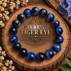 BRACELET - 12MM Tiger Eye Natural Stone Beads - BLUE LAPIS