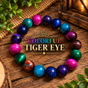 BRACELET - 12MM Tiger Eye Natural Stone Beads - COLORFUL