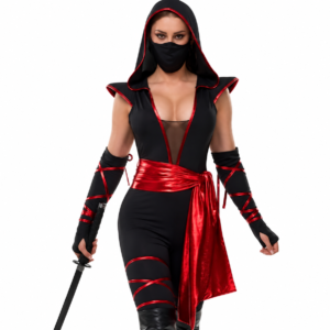 HALLOWEEN - Women Ninja Halloween Ninja Costume with Ninja Mask - RED