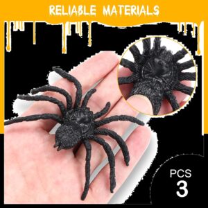 BUGS/INSECTS - Life like spiders 3pc - BLACK 3IN