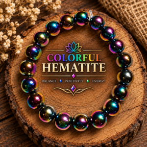 BRACELET - 10MM Hematite Natural Stone Beads - COLORFUL