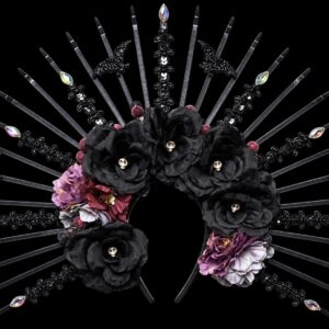 Custom made Oshun Goddess Headpiece - Custom made Halloween Oshun Headpiece - BLACK-MIXED SKULL