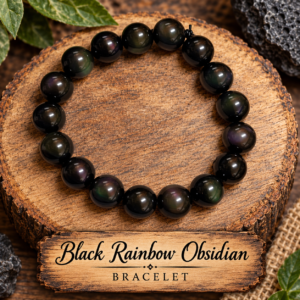BRACELET - 12MM Natural Obsidian Round Beads - RAINBOW