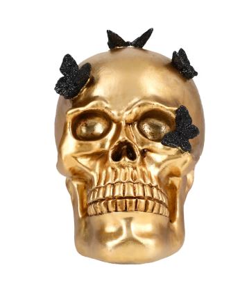 HALLOWEEN DECORATION - Mini Halloween Resin Decor GOLD SKULL