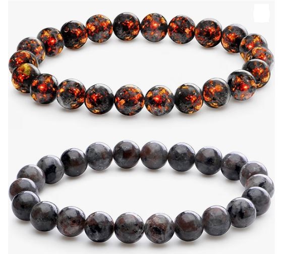 BRACELET - 10MM Natural Flame Stone Bracelet - Image 2