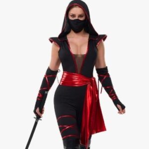 Women Halloween Ninja Costume with Ninja Mask - RED 5