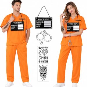 PRISONER - 6Pcs Prisoner Costume Adult Handcuffs Badge Card Sticker Cosplay