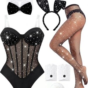 HALLOWEEN - SEXY BUNNY - 7 Pcs Rhinestone Bunny Costume for Women