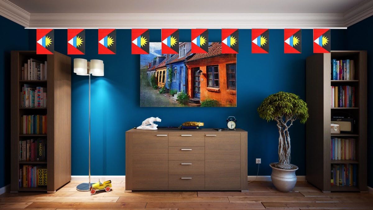 Antigua Flags - Antigua and Barbuda 20ft Banner Flag String 5x8" flags - Image 4
