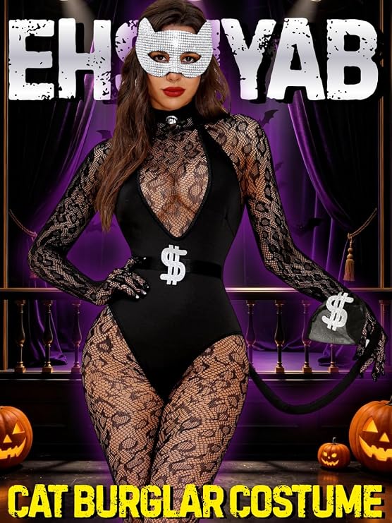 HALLOWEEN - Women's - Black Cat Burglar Costume Sexy Halloween Costume ONE SIZE - Image 7