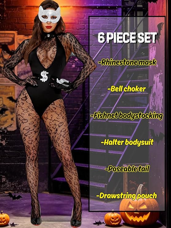 HALLOWEEN - Women's - Black Cat Burglar Costume Sexy Halloween Costume ONE SIZE - Image 6