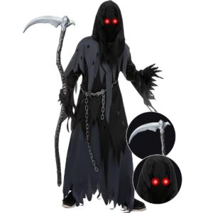 HALLOWEEN - Boy Glowing Eyes Grim Reaper Costume SIZE SMALL(5-7)