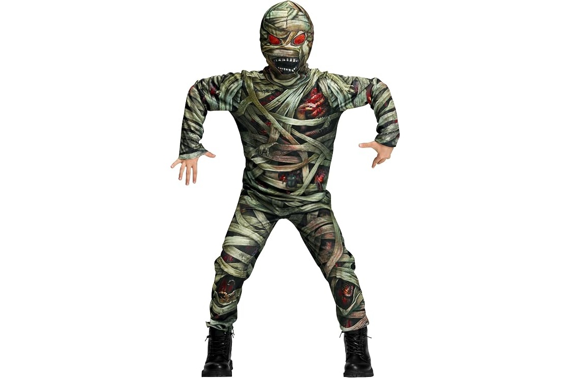 HALLOWEEN - Kids Mummy Costume, Creepy Zombie Hooded Jumpsuit