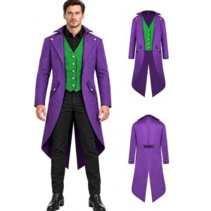 HALLOWEEN - Men's Goth Renaissance Tailcoat Jacket (PURPLE/GREEN) - SIZE MEDIUM