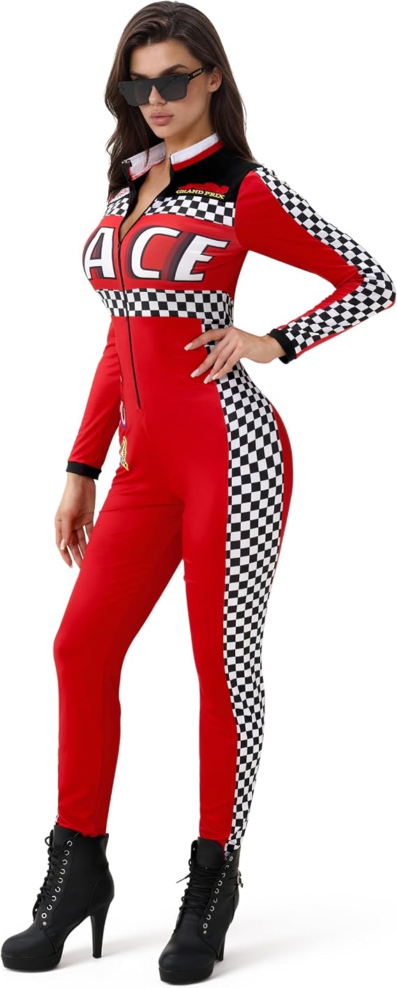 HALLOWEEN - RACE CAR DRIVER - Women Race Car Driver Costume with Accessory SIZE MEDIUM - Image 3
