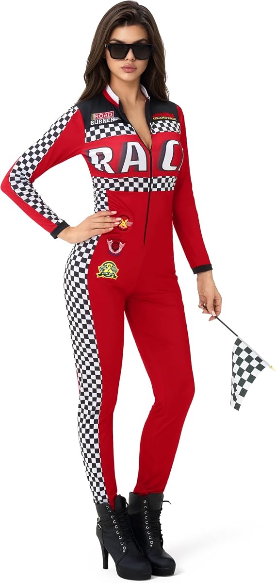 HALLOWEEN - RACE CAR DRIVER - Women Race Car Driver Costume with Accessory SIZE MEDIUM - Image 2