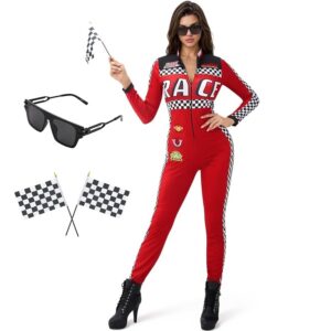 HALLOWEEN - RACE CAR DRIVER - Women Race Car Driver Costume with Accessory SIZE MEDIUM