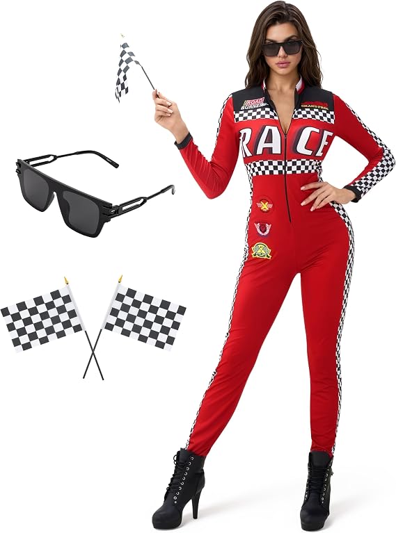 HALLOWEEN - RACE CAR DRIVER - Women Race Car Driver Costume with Accessory SIZE MEDIUM - Image 5