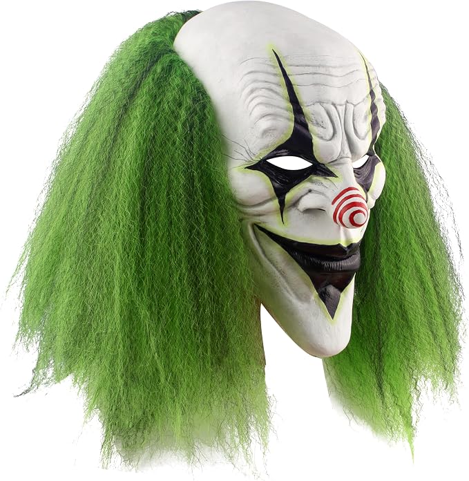HALLOWEEN MASK - Scary Halloween Clown Mask with Green Hair for Adult - Image 5