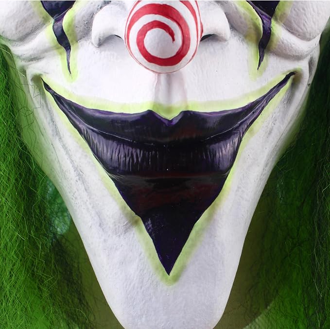 HALLOWEEN MASK - Scary Halloween Clown Mask with Green Hair for Adult - Image 4