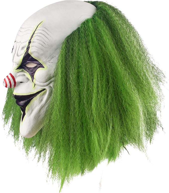 HALLOWEEN MASK - Scary Halloween Clown Mask with Green Hair for Adult - Image 3
