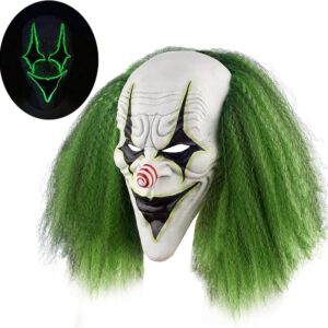 HALLOWEEN MASK - Scary Halloween Clown Mask with Green Hair for Adult